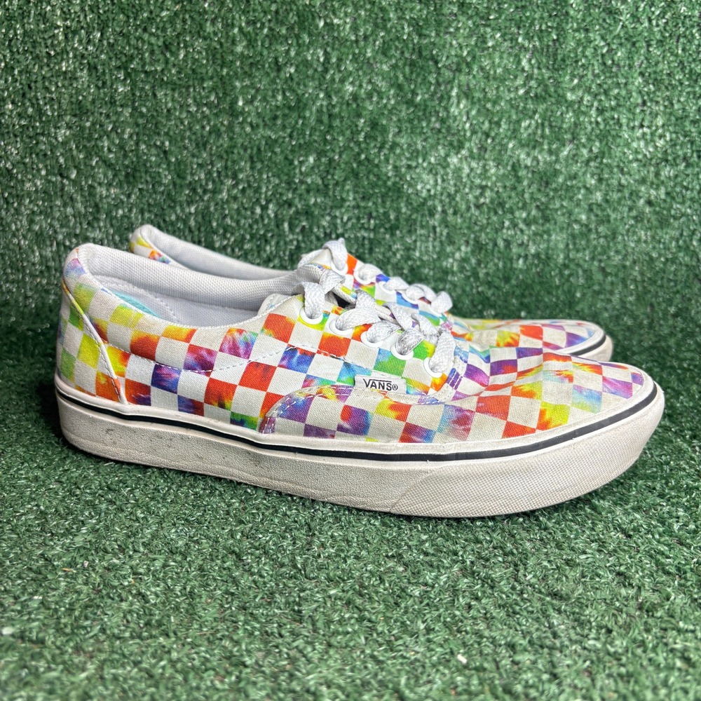 Vans Era ComfyCush Tie Dye Checkerboard Psychedelic Sneakers Multi Women‎ Sz 9.5